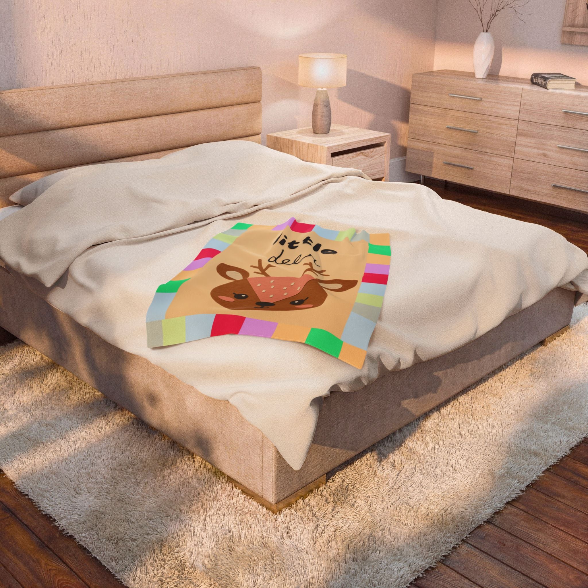 Little Deer Velvet Plush Baby Blanket — Cute Kids Woodland Throw for Nursery & Baby Shower