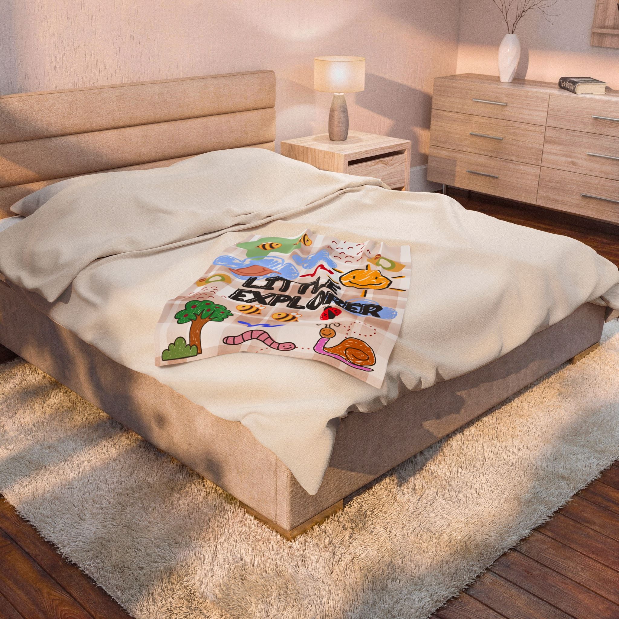 Little Explorer Velvet Plush Baby Blanket — Animal & Nature Nursery Throw
