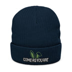Embroidered 'Come As You Are' Ribbed Knit Beanie