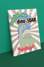 Dino-Soar Large Canvas Wall Art - Cute Skateboarding Dinosaur Décor for Kids’ Room