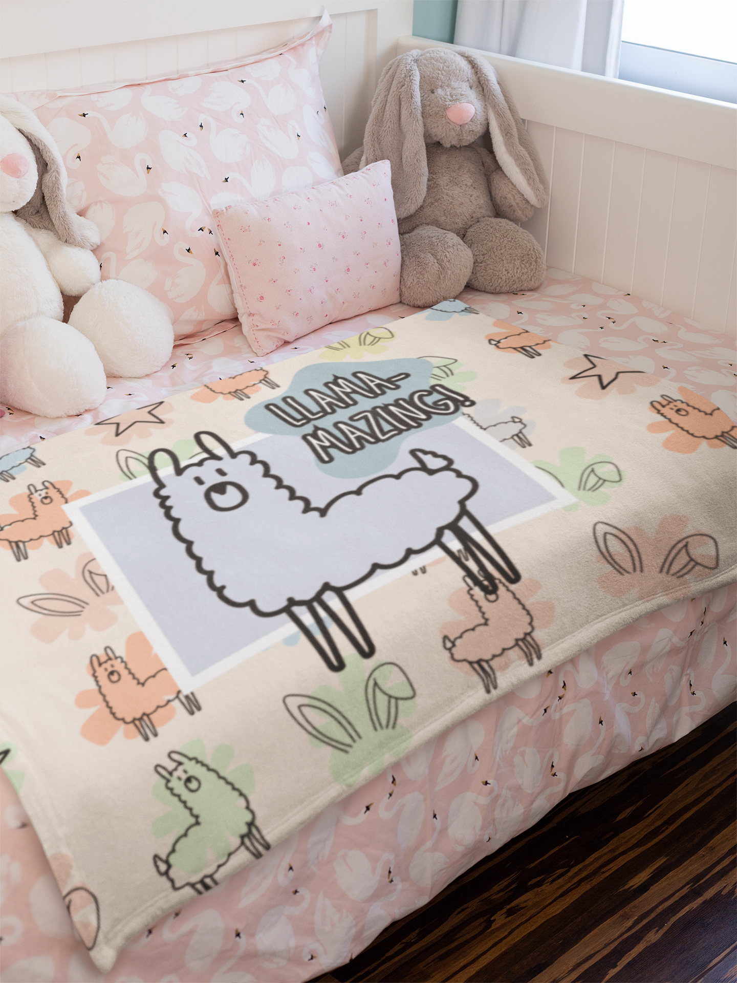 Llama-mazing Velvet Plush Baby Blanket — Cute Pastel Llama Throw
