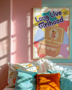 Long Live Girlhood Large Canvas Wall Art — Ballerina Music Box Nursery Print