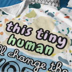 "This Tiny Human Will Change the World" Inspirational Velvet Plush Baby Blanket Nursery Decor