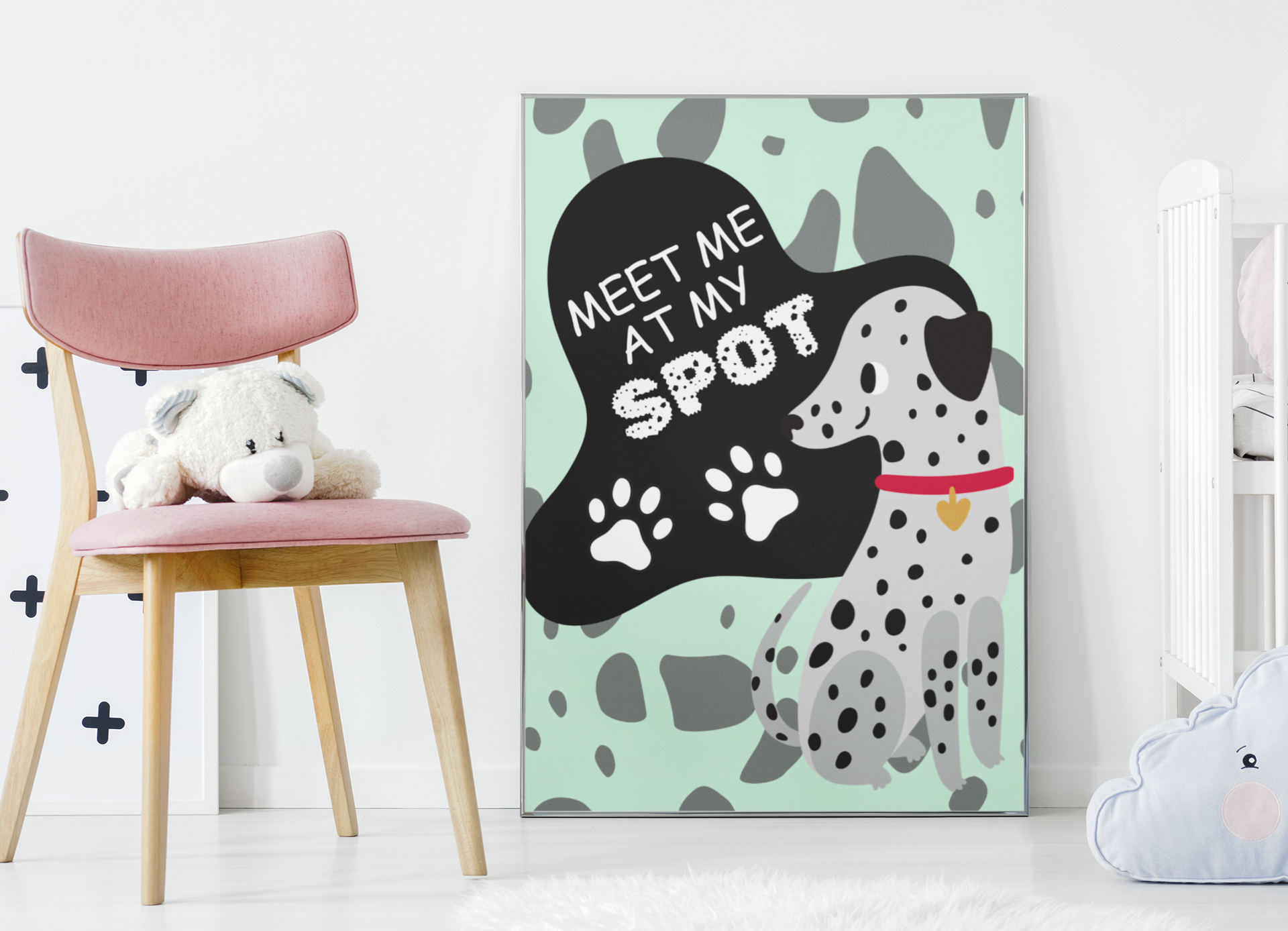 Dalmatian Wall Art Large Canvas – "Meet Me At My Spot" Cute Dog Print