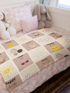 Cute Patchwork Animal Velvet Plush Blanket – Bunny, Chick & Sunshine Baby Blanket